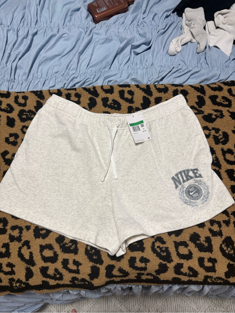 Nike Women’s Light Heather Gray Athletic Lounge Shorts with Drawstring